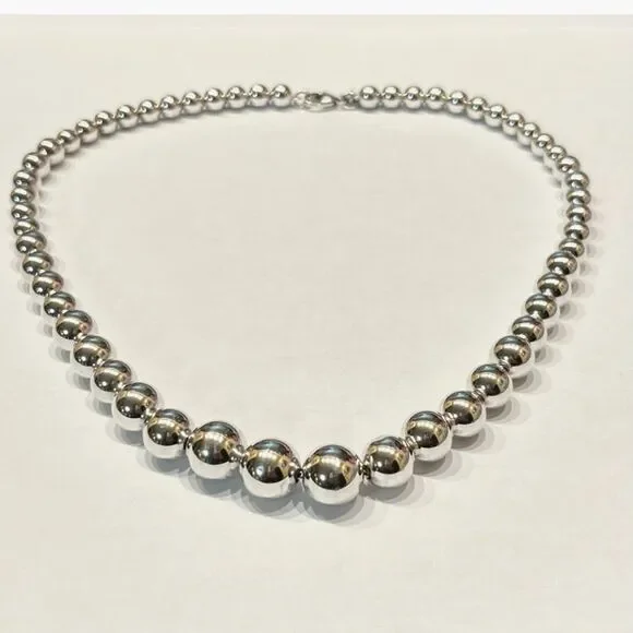 Tiffany & Co Hardwear Graduated Ball Bead Necklace - 925 Silver - 16” - Picture 9 of 15